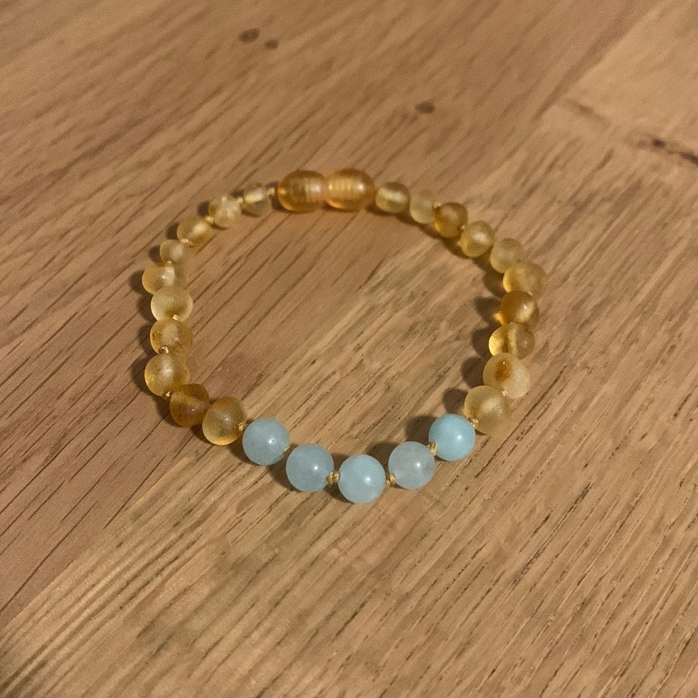 Canyon Leaf Honey Amber + Amazonite Bracelet